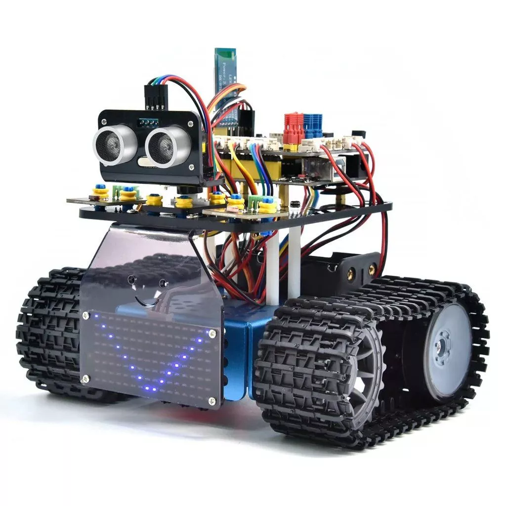 DIY Mini Smart Tank Robot V3.0 – Programmable STEM Toy Car Kit, Compatible with Arduino & Mixly